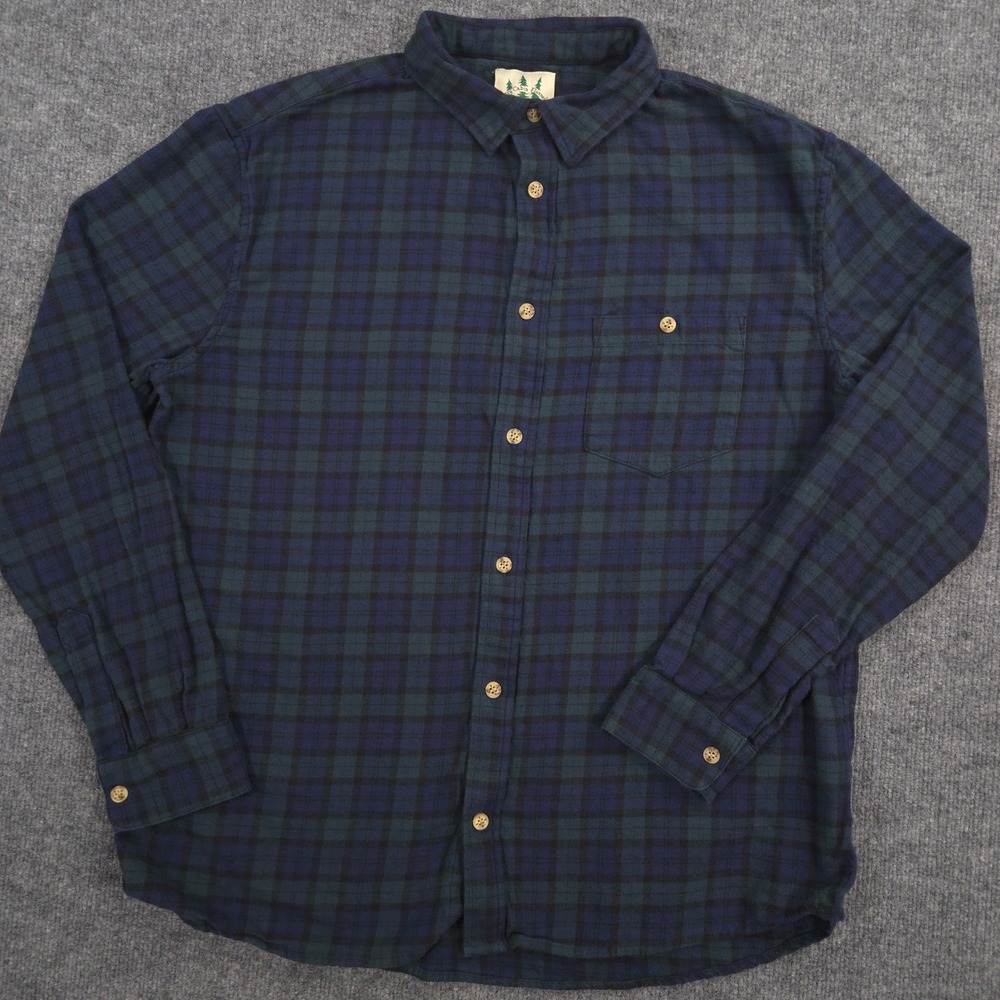 Kiel James Patrick Cozy Cabin Flannel Shirt Mens XL Black Watch Tartan USA Made